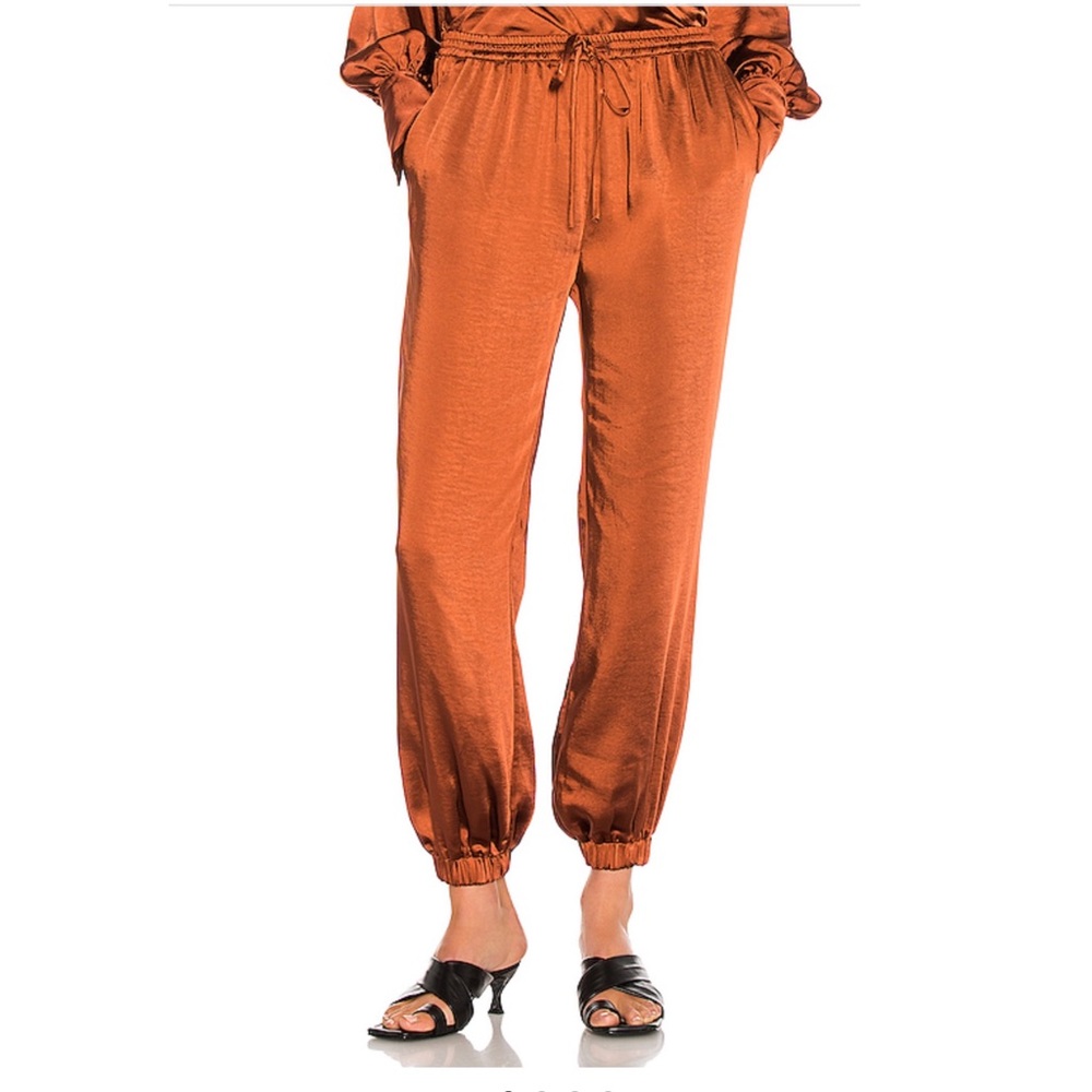 LPA elastic waist pant with leg cuff brown, bronze